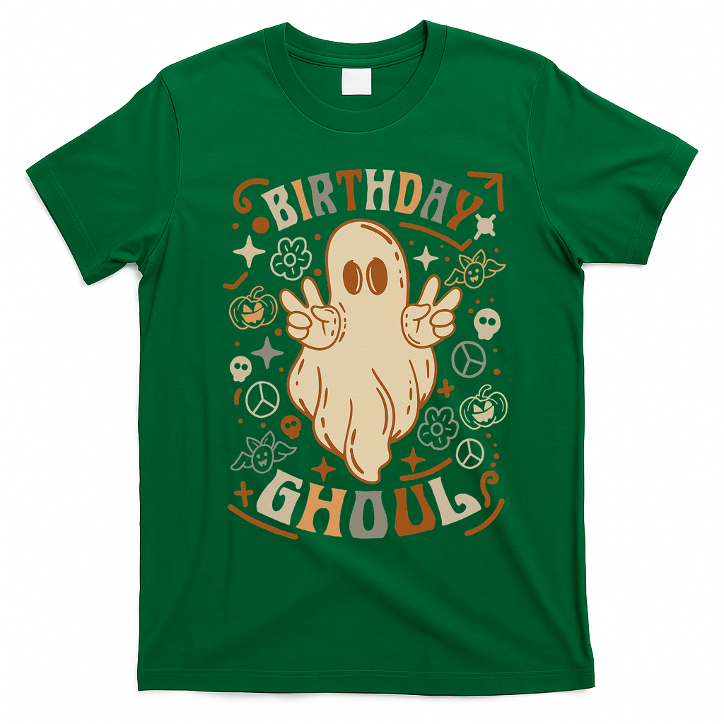 Birthday Ghoul Halloween Ghost BOO T-Shirt - Irish Green