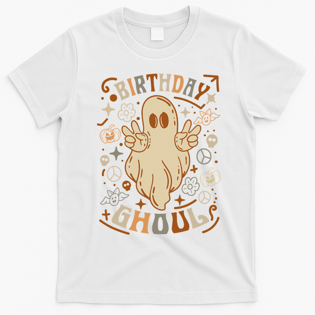 Birthday Ghoul Halloween Ghost BOO T-Shirt - White