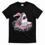 Beach Gone Wild Flamingo Shark T-Shirt - Black