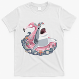 Beach Gone Wild Flamingo Shark T-Shirt - White