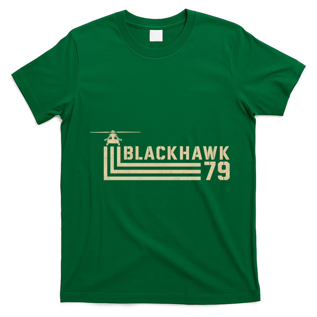 Black Hawk 79 Helicopter Retro T-Shirt - Irish Green