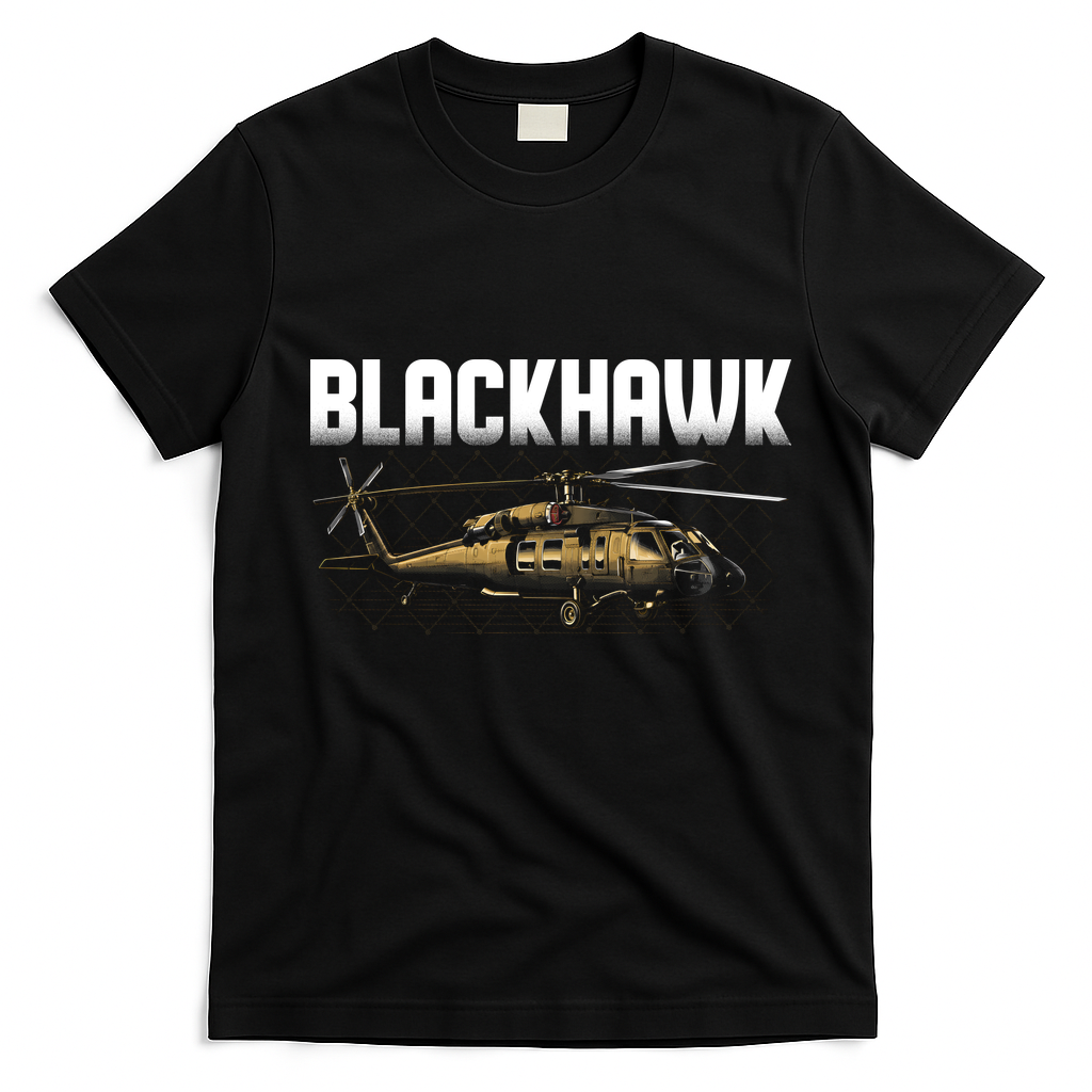 Blackhawk Helicopter Aircraft T-Shirt - Black