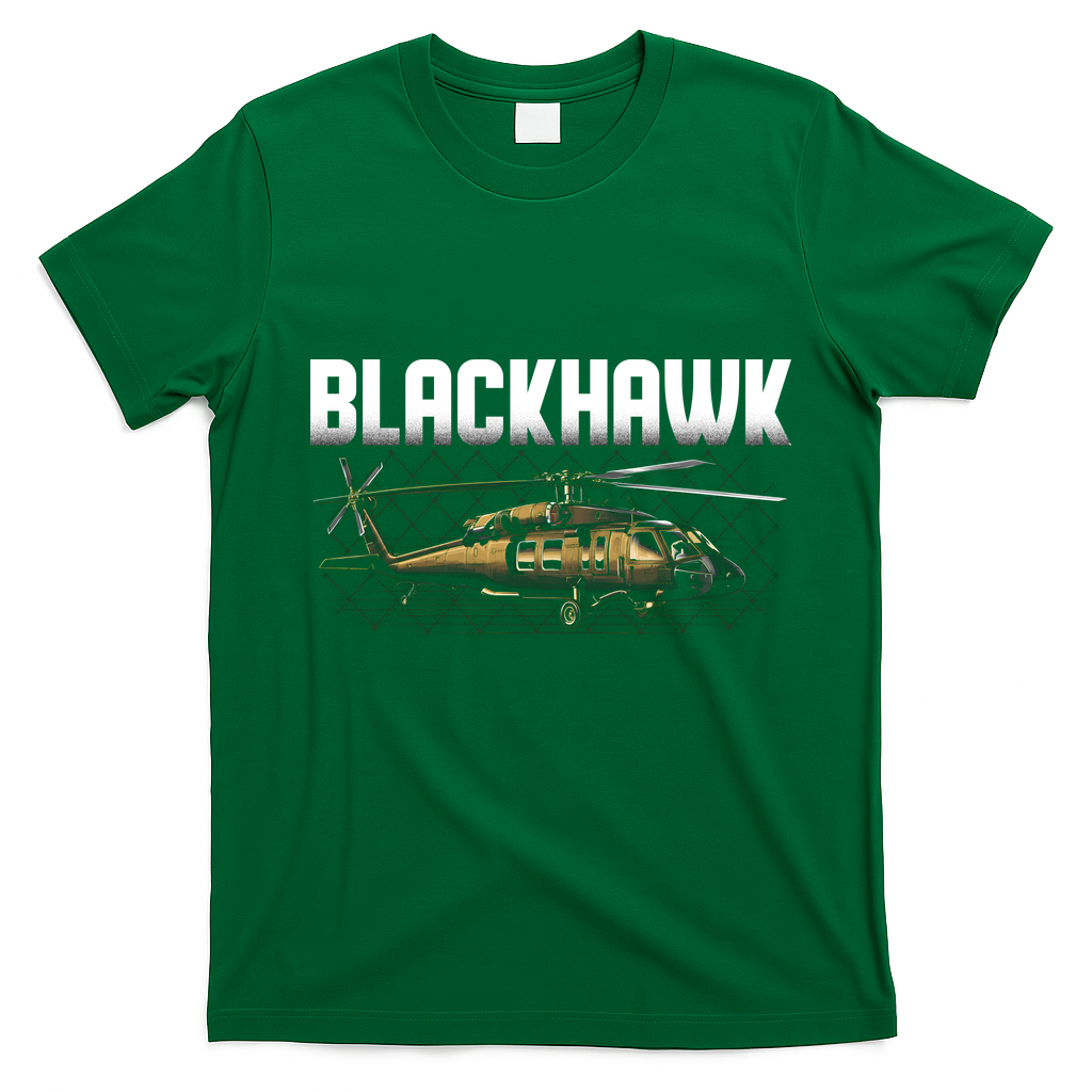 Blackhawk Helicopter Aircraft T-Shirt - Irish Green