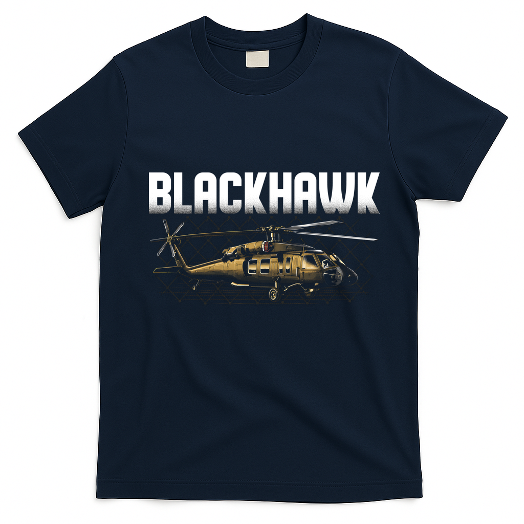 Blackhawk Helicopter Aircraft T-Shirt - Navy Blue