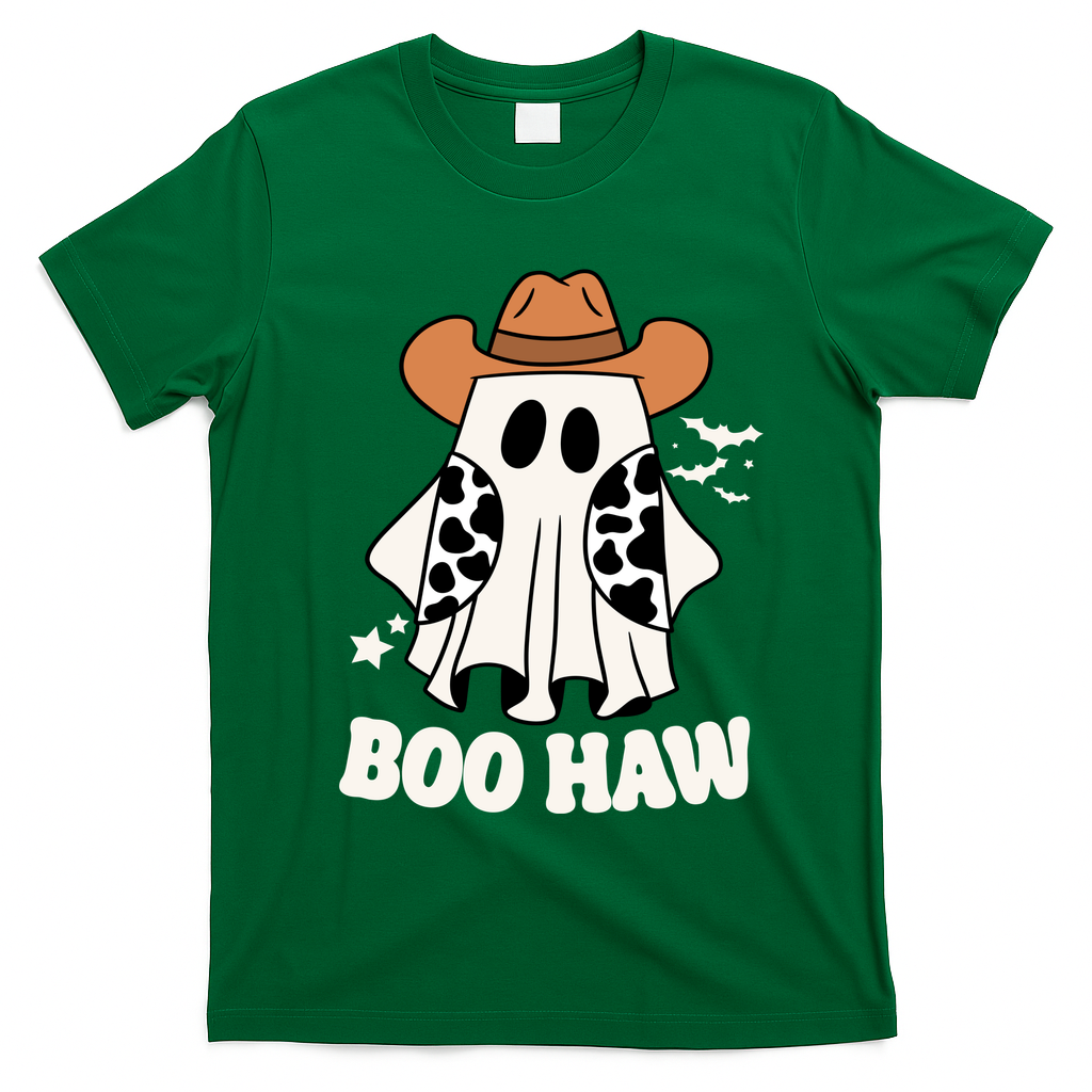 Boo Haw Country Ghost Funny Halloween T-Shirt - Irish Green
