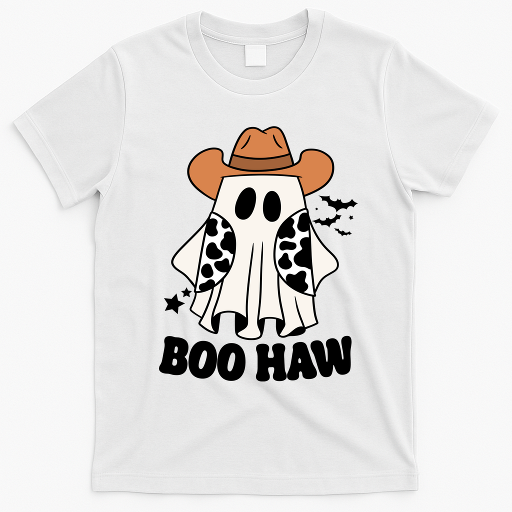 Boo Haw Country Ghost Funny Halloween T-Shirt - White