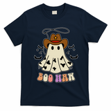 Boo Haw Ghost Western Cowboy Cowgirl Halloween T-Shirt - Navy Blue