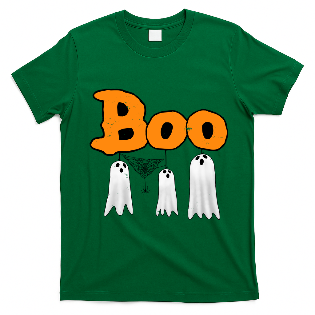 Boo Hanging Ghost Cute Funny Halloween Party T-Shirt - Irish Green