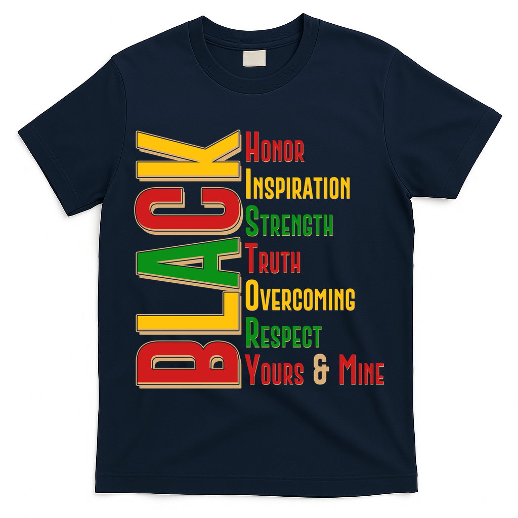 Black History Honor Inspiration Strength Truth Overcoming Respect Yours And Mine T-Shirt