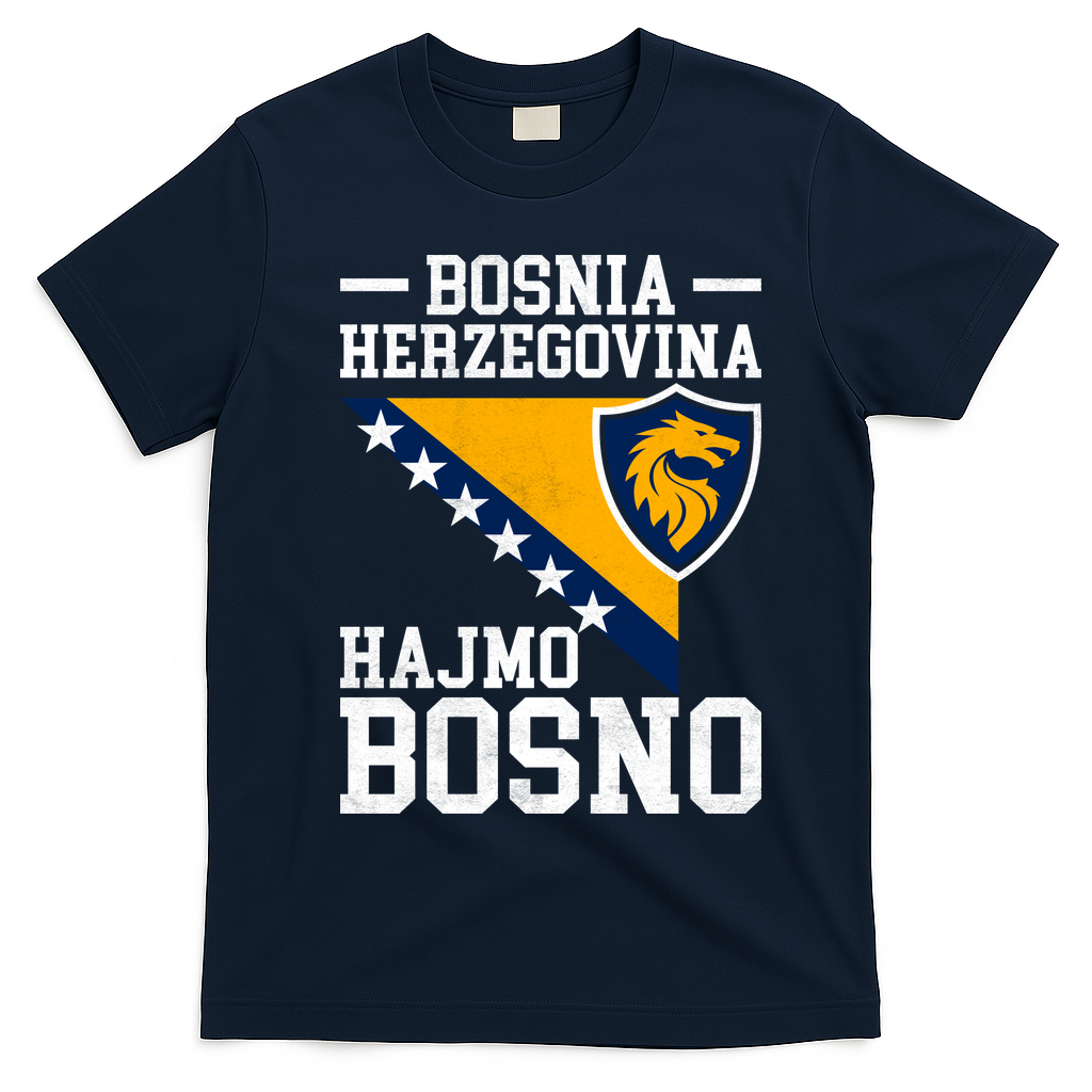 Bosnia Herzegovina Lion For Soccer Fans T-Shirt - Navy Blue