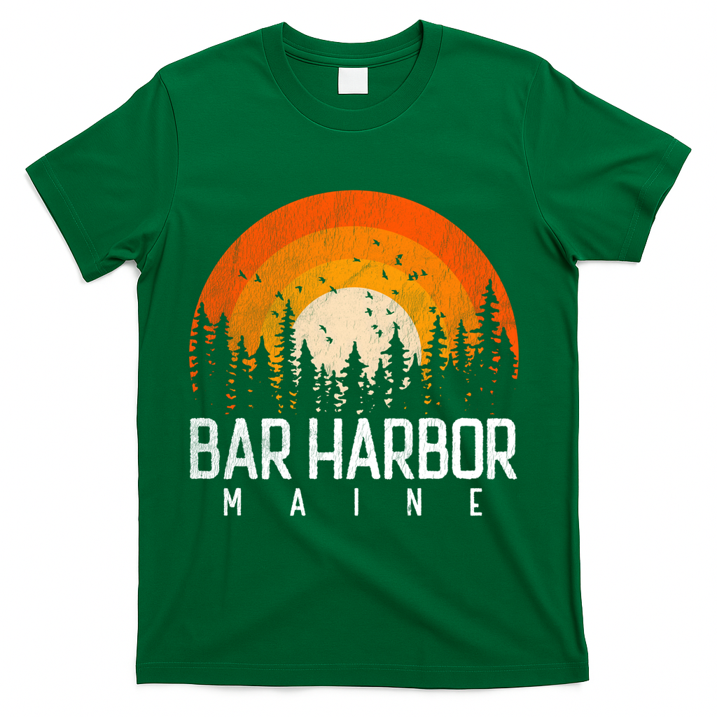 Bar Harbor Maine Me Great Gift Retro Vintage 70s 80s 90s Gift T-Shirt - Green