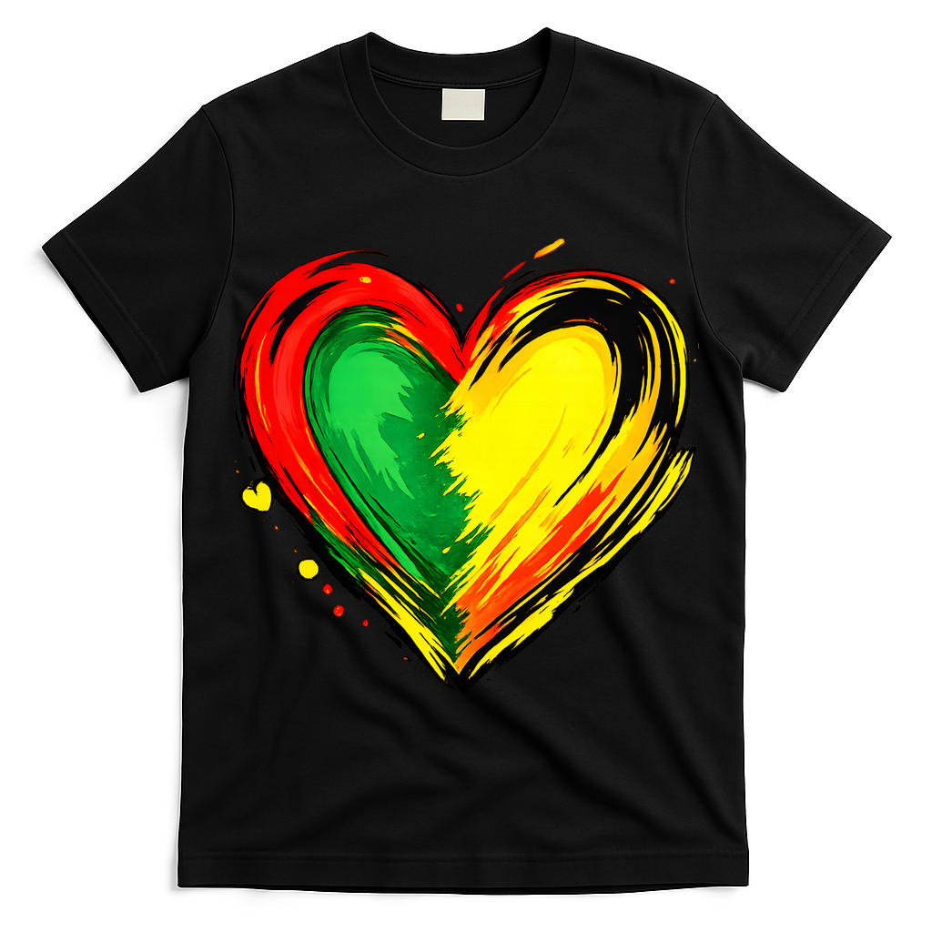Black History Month Colorful Heart Love African American T-Shirt
