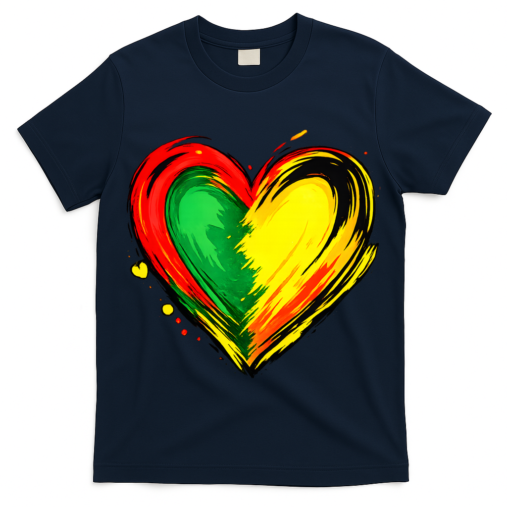 Black History Month Colorful Heart Love African American T-Shirt