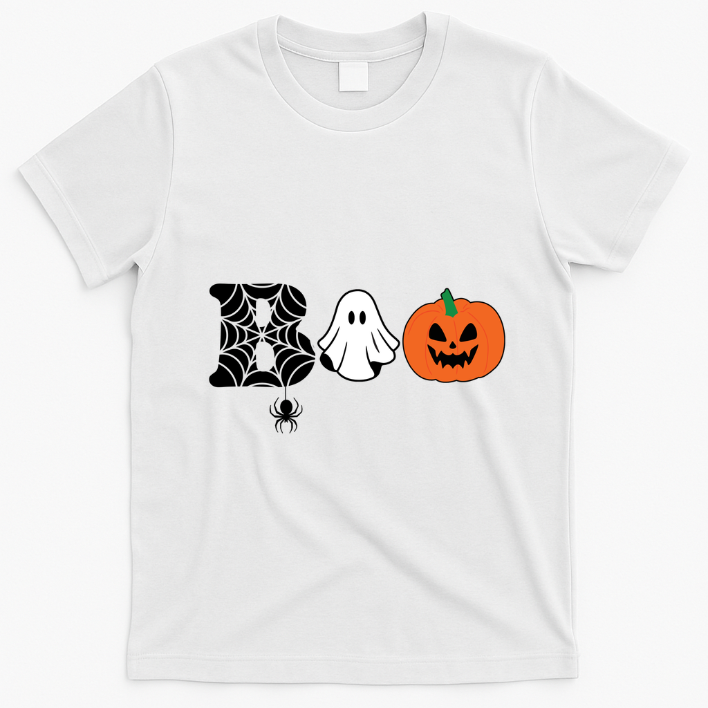 Boo Halloween Pumpkin Festive T-Shirt - White