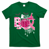 Boo Halloween Pumpkin Pink Ribbon Witch Ghost Breast Cancer T-Shirt - Irish Green