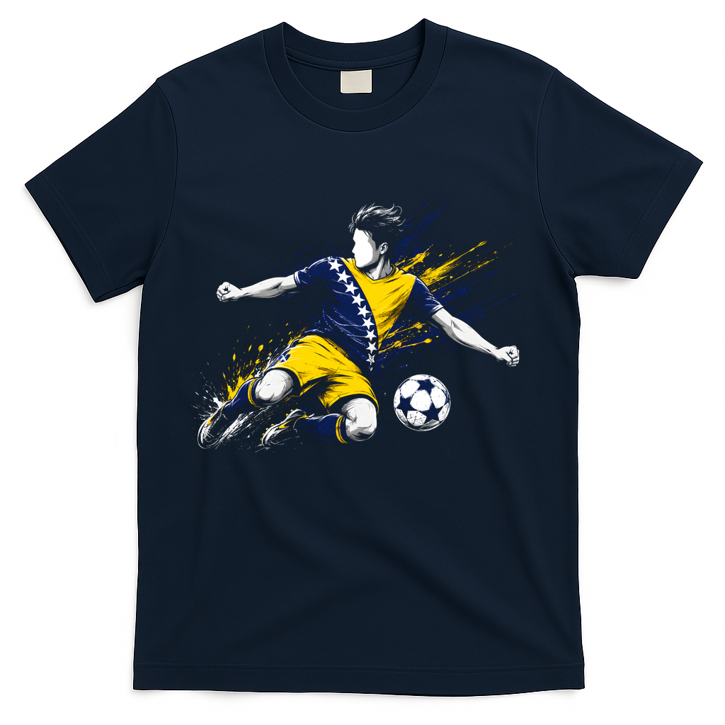 Bosnia Herzegovina Soccer Team Flag T-Shirt - Navy