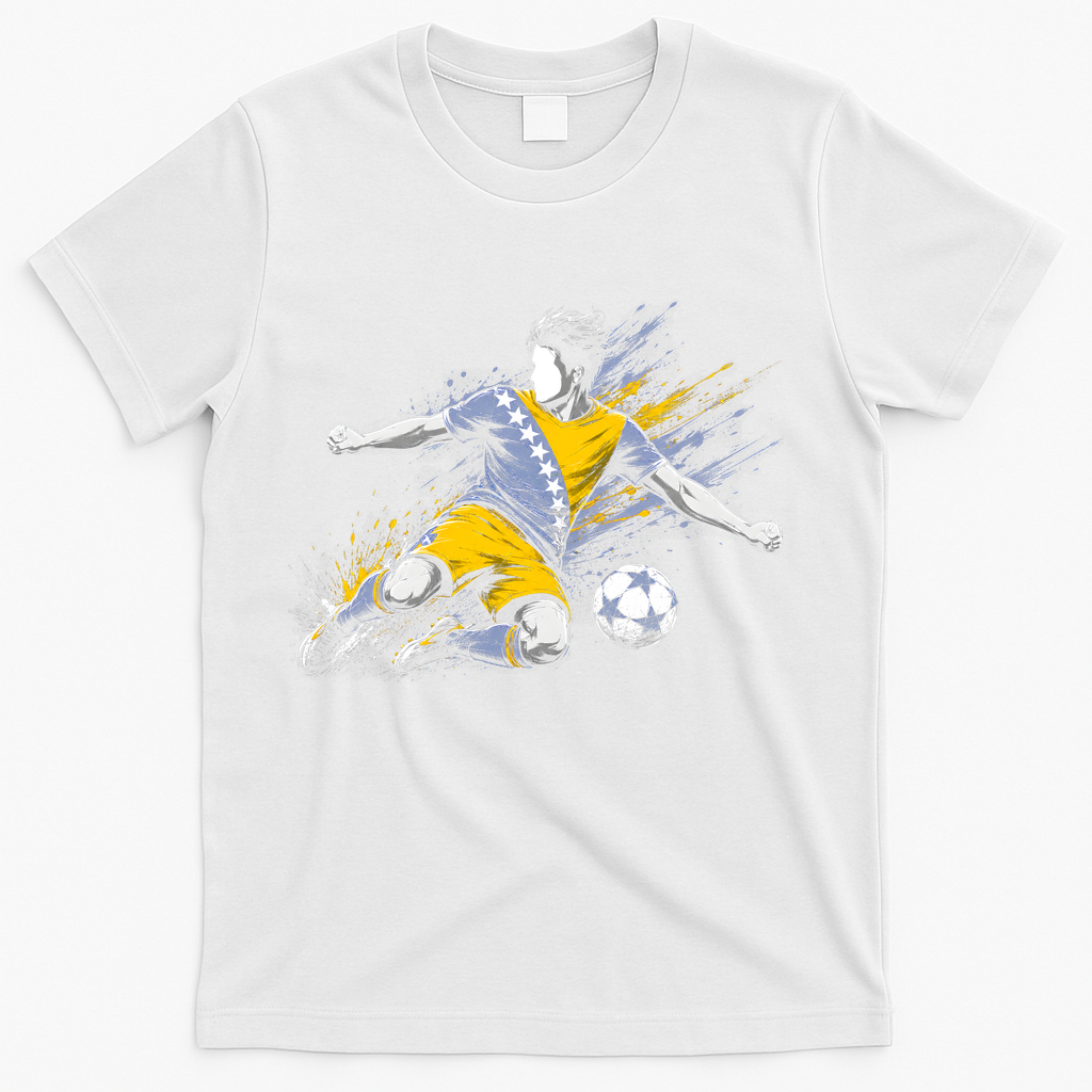 Bosnia Herzegovina Soccer Team Flag T-Shirt - White