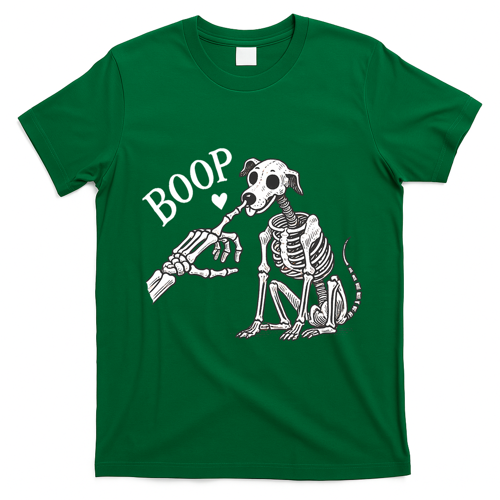 Boop Hand Skeleton And Dog T-Shirt - Irish Green