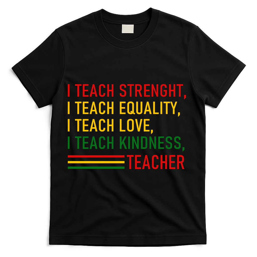 Black History Teacher Teach Strenght Equality Love Kindness T-Shirt - Black