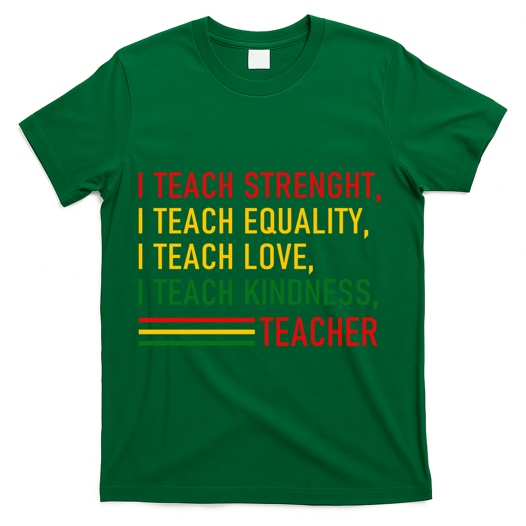 Black History Teacher Teach Strenght Equality Love Kindness T-Shirt - Green