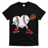 Baseball Heart Valentines Day Dabbing Baseball Catcher T-Shirt