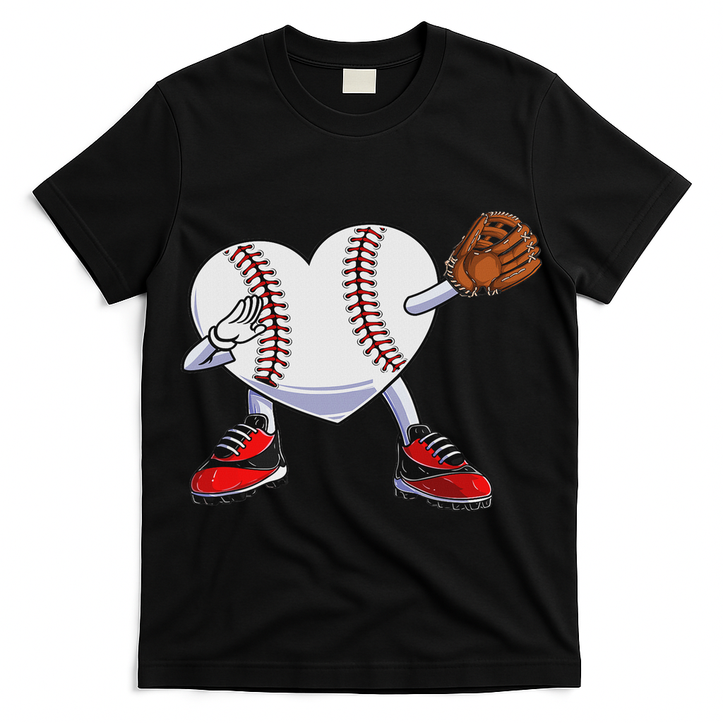 Baseball Heart Valentines Day Dabbing Baseball Catcher T-Shirt