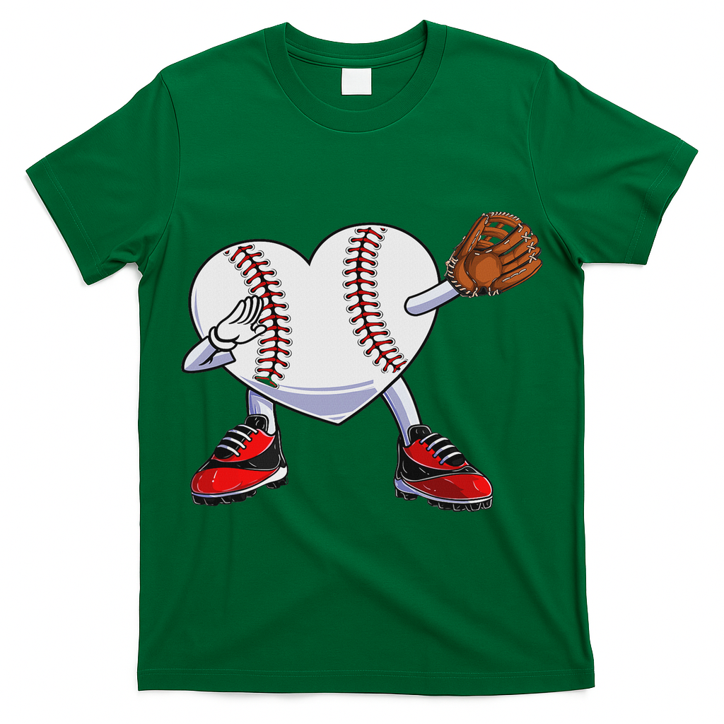 Baseball Heart Valentines Day Dabbing Baseball Catcher T-Shirt