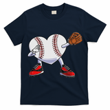 Baseball Heart Valentines Day Dabbing Baseball Catcher T-Shirt