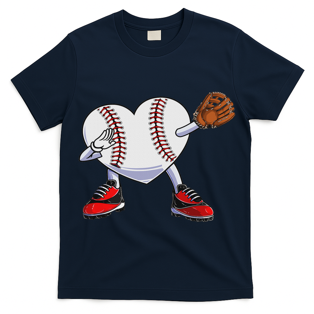 Baseball Heart Valentines Day Dabbing Baseball Catcher T-Shirt