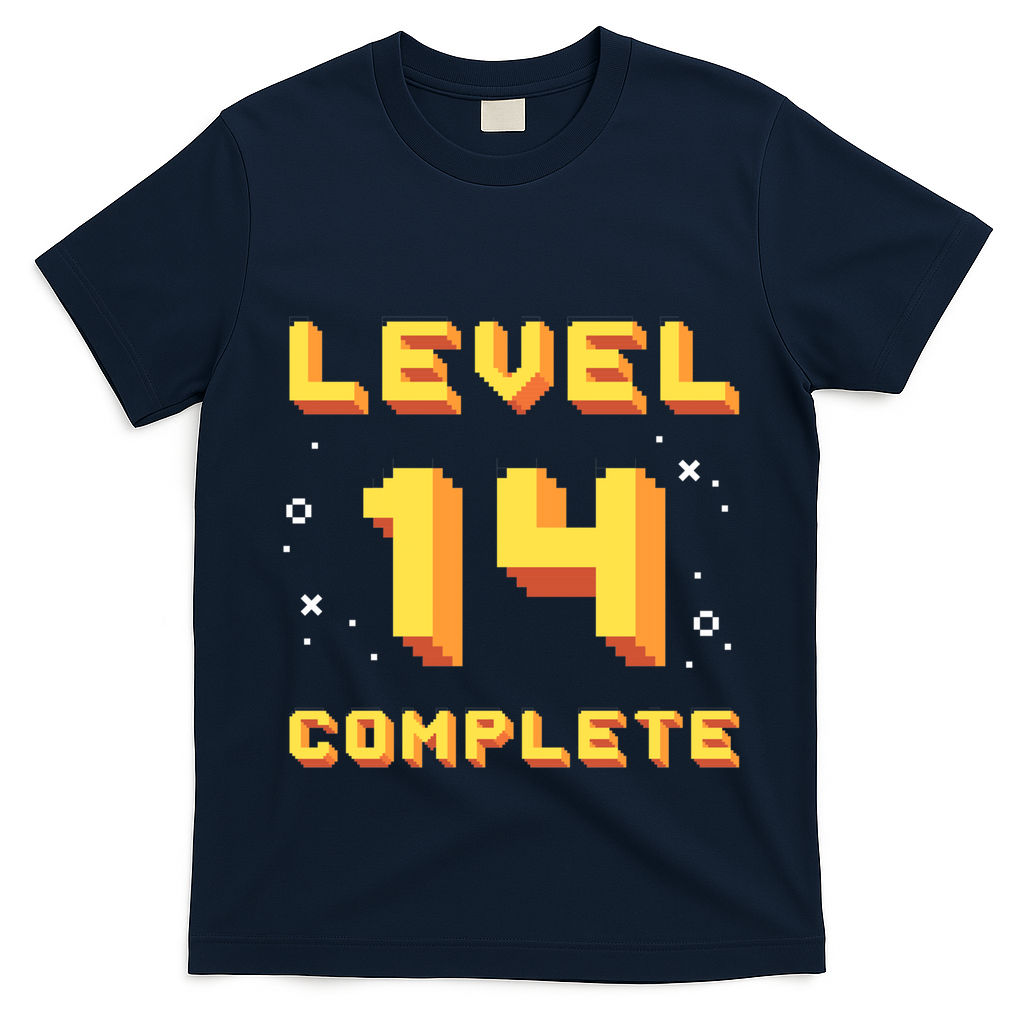 Born In 2007 Level 14 Complete 14th Birthday Retro Gaming Gift T-Shirt