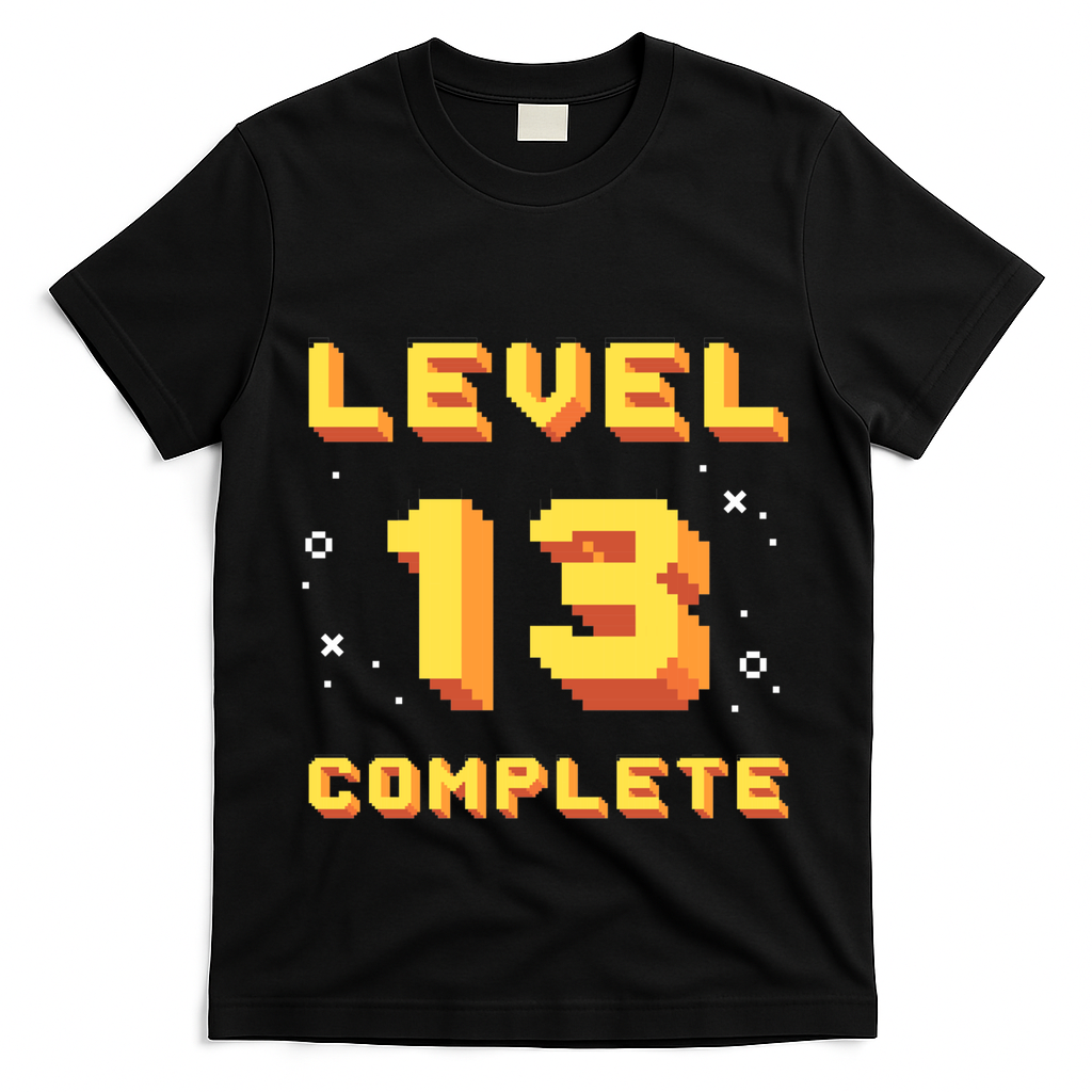 Born In 2008 Level 13 Complete 13th Birthday Retro Gaming Cute Gift T-Shirt