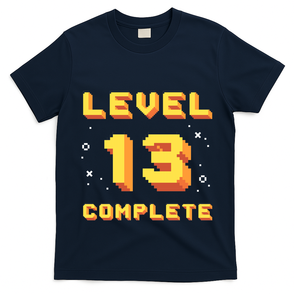 Born In 2008 Level 13 Complete 13th Birthday Retro Gaming Cute Gift T-Shirt