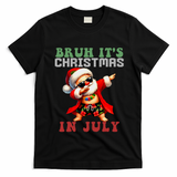 Bruh ItS Christmas In July Dabbing Santa Beach Vacation T-Shirt - Black