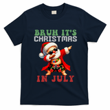 Bruh ItS Christmas In July Dabbing Santa Beach Vacation T-Shirt - Navy Blue
