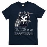 Black Is My Happy Color Goth Girl Emo Gothic Unicorn T-Shirt - Navy Blue