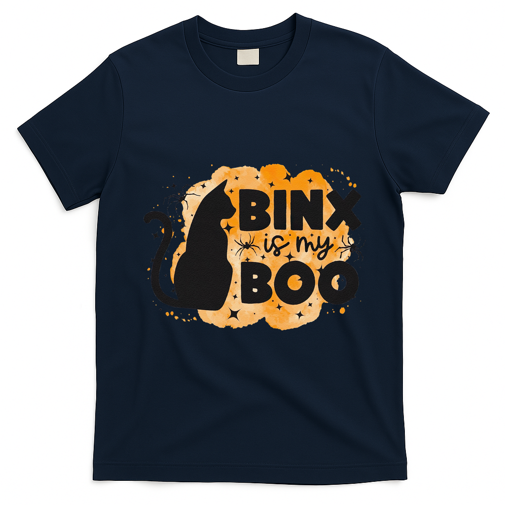 Binx Is My Boo Halloween Cat Scary Holiday Horror Night T-Shirt - Navy Blue
