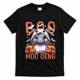 Boo I Mean Moo Deng Halloween Pygmy Hippo Gift T-Shirt - Black