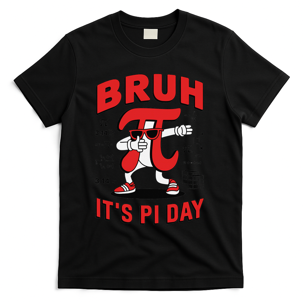 Bruh Its Pi Day Funny Math Humor Classroom Design T-Shirt - Black