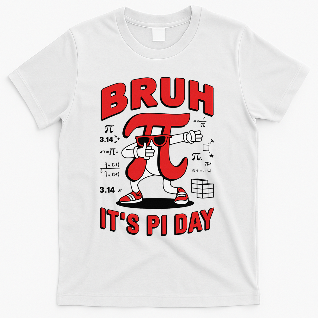 Bruh Its Pi Day Funny Math Humor Classroom Design T-Shirt - White