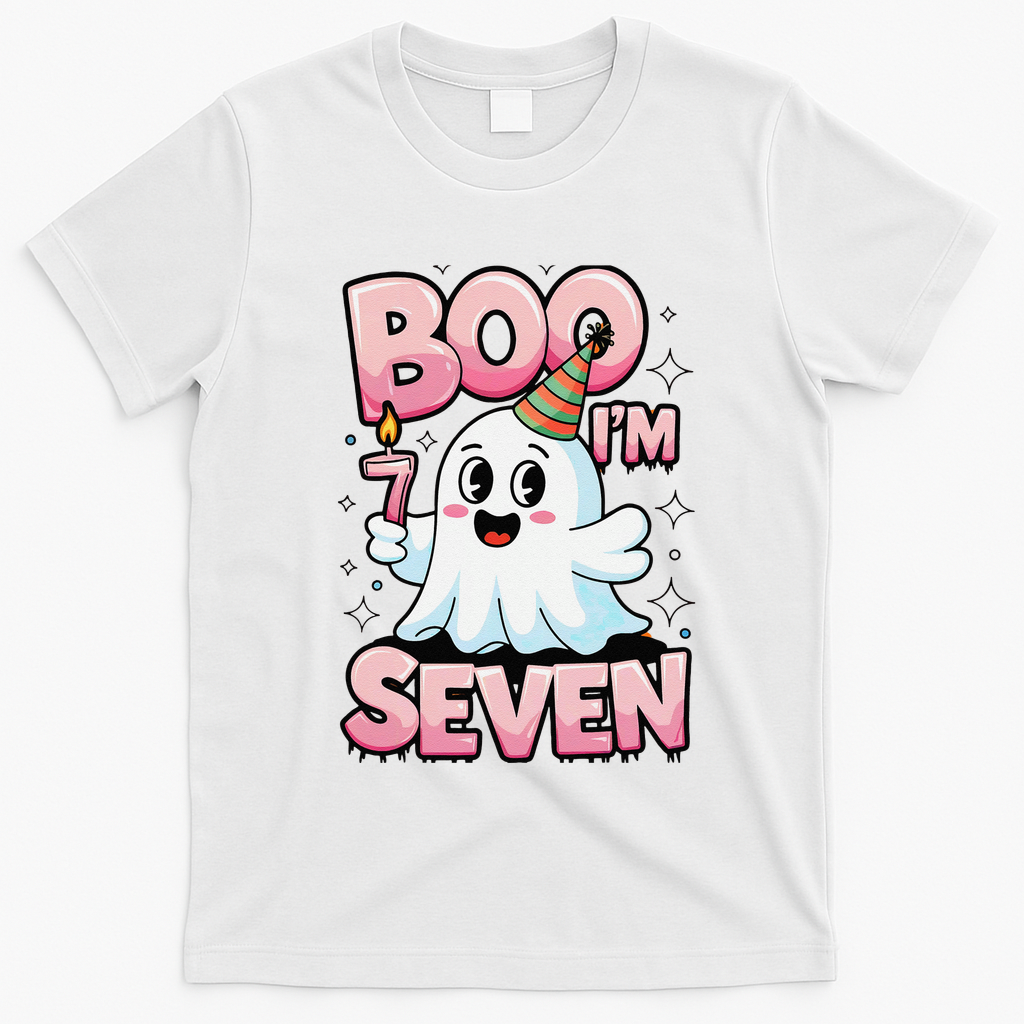 Boo IM Seven Ghost Theme For October T-Shirt - White
