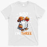 Boo IM Three Ghost 3rd Birthday Halloween T-Shirt - White