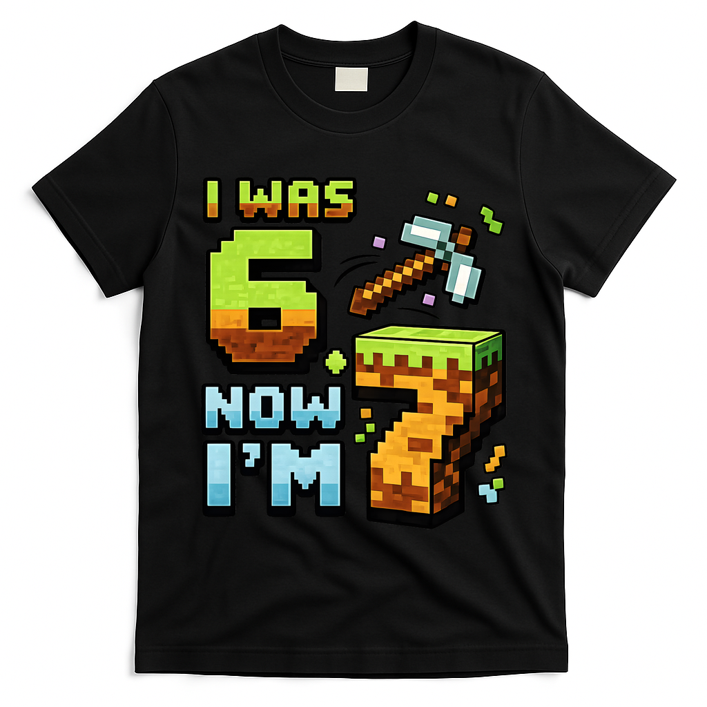 Birthday I Was 6 Now I'm 7 Year Old Pixel Gamer 6-7 Meme T-Shirt