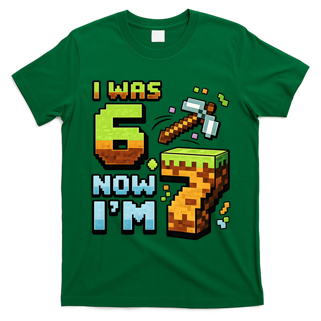 Birthday I Was 6 Now I'm 7 Year Old Pixel Gamer 6-7 Meme T-Shirt