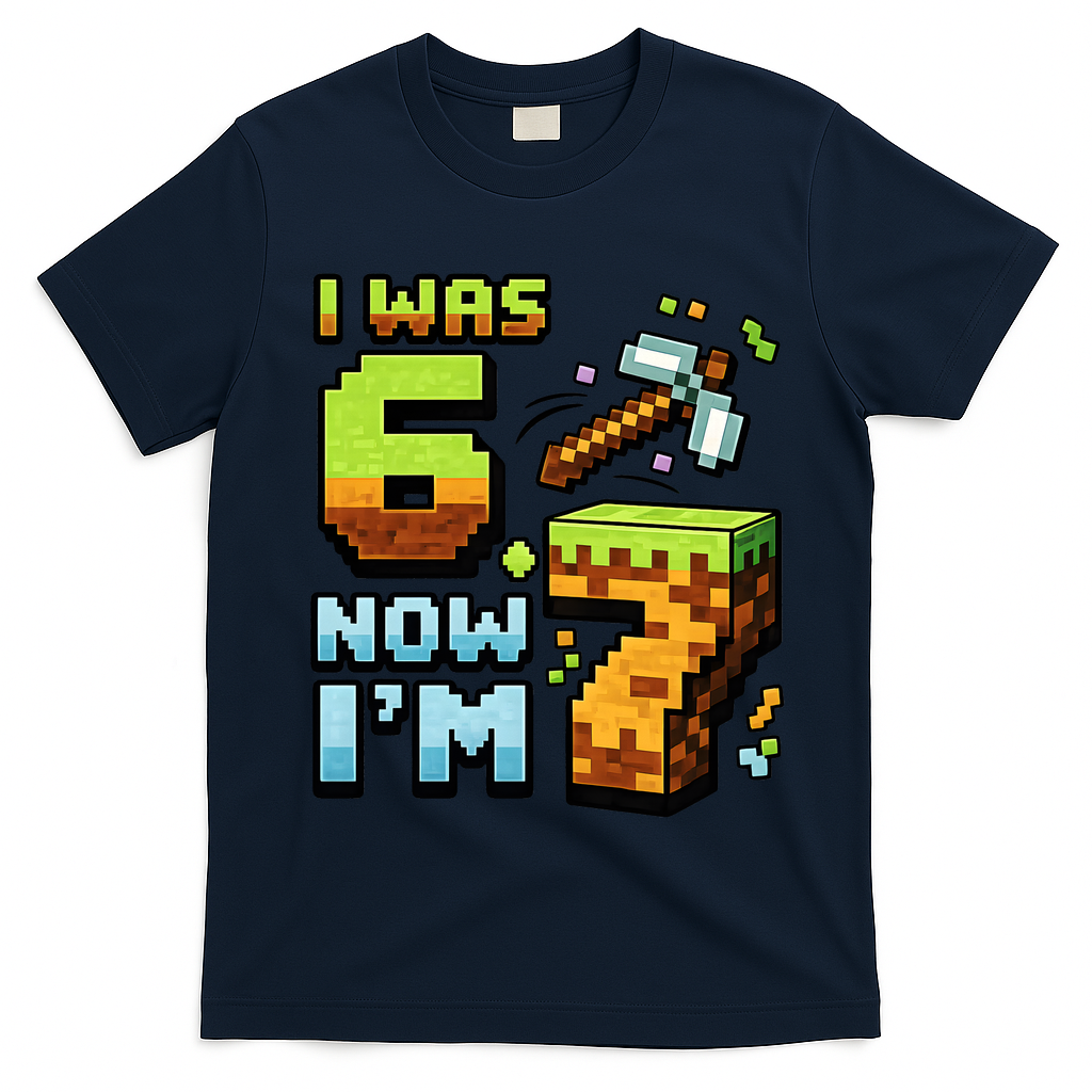 Birthday I Was 6 Now I'm 7 Year Old Pixel Gamer 6-7 Meme T-Shirt
