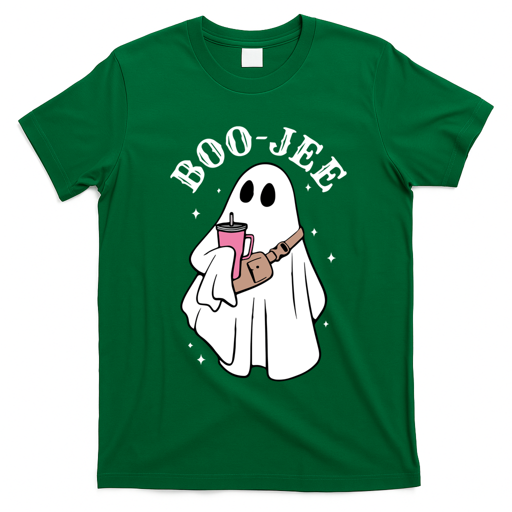 Boo Jee Funny Halloween Shopaholic Ghost T-Shirt - Irish Green
