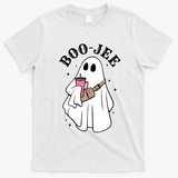 Boo Jee Funny Halloween Shopaholic Ghost T-Shirt - White