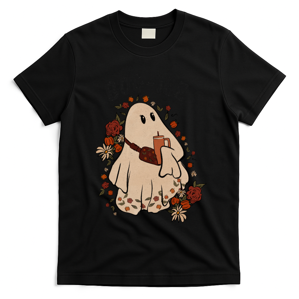 Boo Jee Fall Halloween Ghost Funny T-Shirt - Black