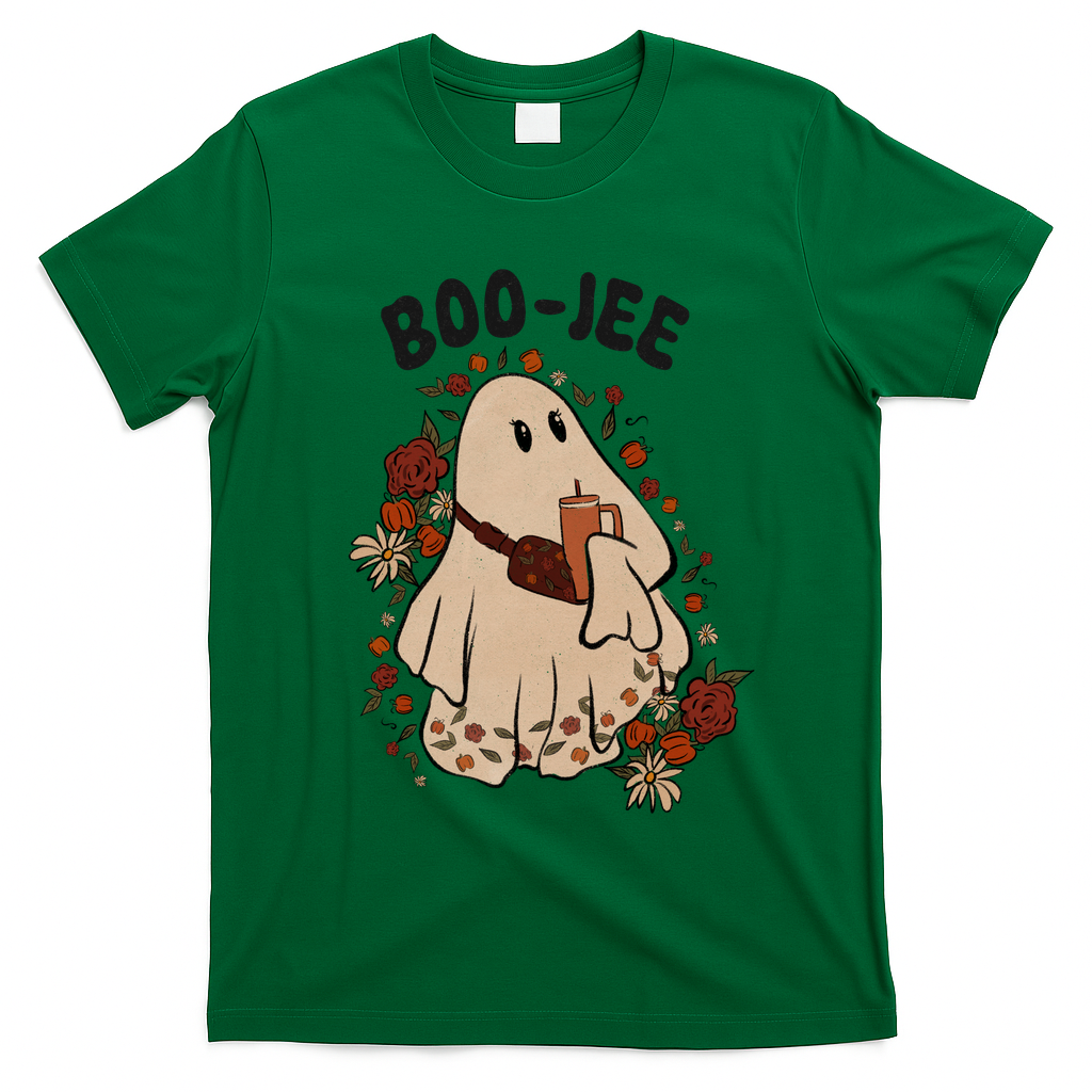 Boo Jee Fall Halloween Ghost Funny T-Shirt - Irish Green