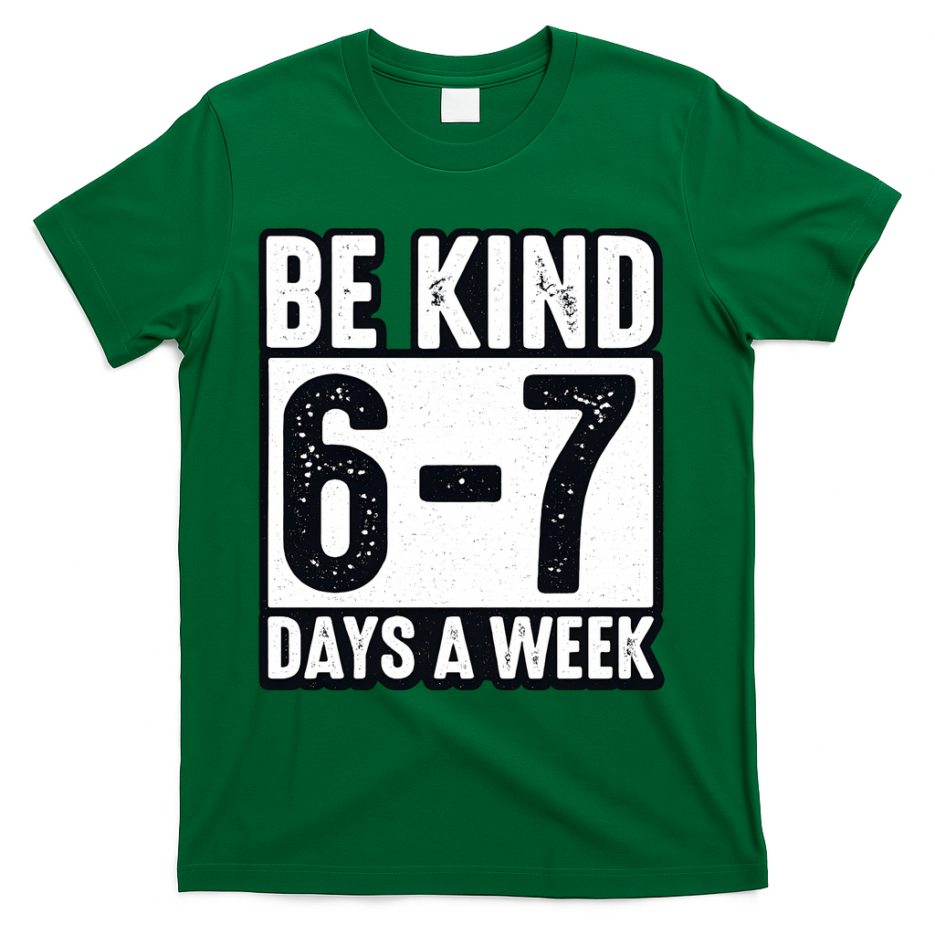 Be Kind 6-7 Days A Week Kindness Teacher Students Six Seven T-Shirt - Green