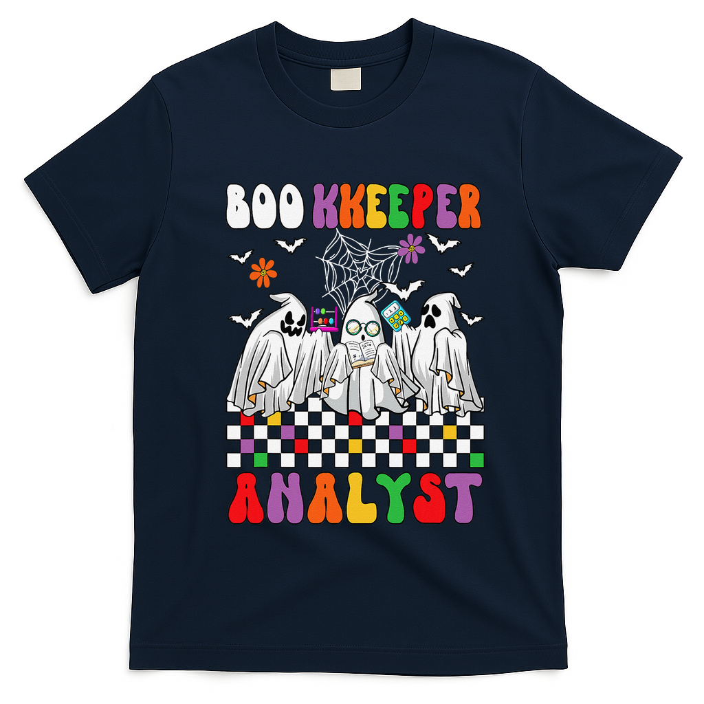 Boo Kkeeper Analyst Halloween Bookkeeper Job Matching Party T-Shirt - Navy Blue